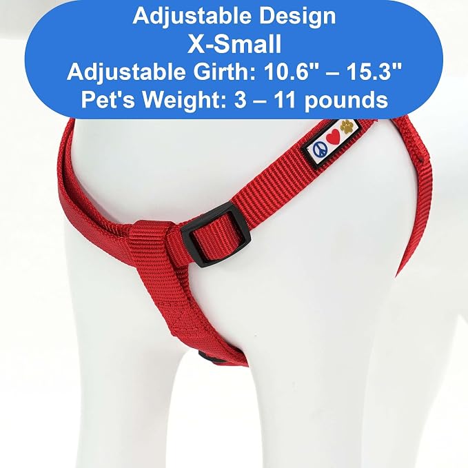 Pawtitas Solid Step-in Dog Harness – Adjustable No-Pull Vest for Puppies to Seniors, Safe & Comfortable XS Red