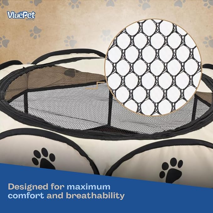 Foldable Pet Playpen, Safe Indoor & Outdoor Fun for Dogs & Cats, Portable Pet Tent with Removable Top Shade Cover, Durable, Lightweight, Multiple Access Points - Light Blue, Medium Size