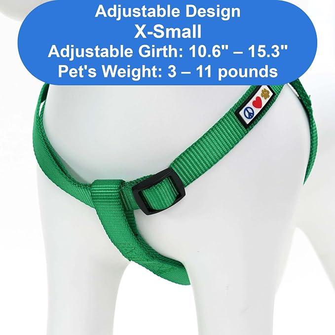 Pawtitas Solid Step-in Dog Harness – Adjustable No-Pull Vest for Puppies to Seniors, Safe & Comfortable XS Lush Green