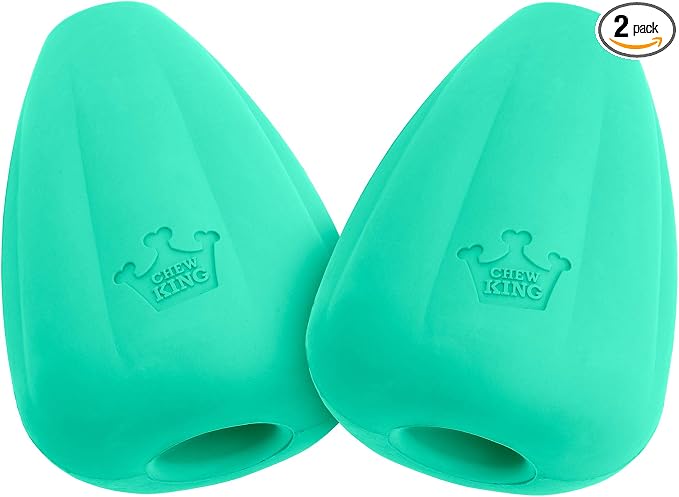 Chew King by Mammoth Premium Treat Dispensing Dog Toy, Durable Natural Rubber Chew Toy, Safety Air Vent, Interactive Enrichment Toy for Aggressive Chewers, Medium Pack of 2- Teal