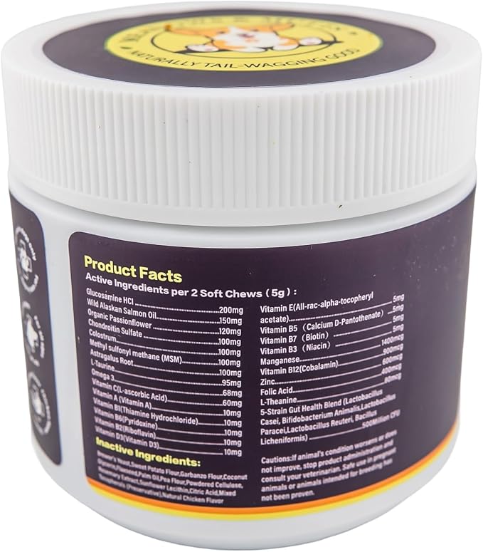 MEADOWS & MUTTS 25-in-1 Multivitamin for Dogs, 100 Soft Chews – Daily Dog Vitamins with Glucosamine, MSM, Omega-3 and Probiotics for Joint, Gut, Skin & Coat and Immune Support
