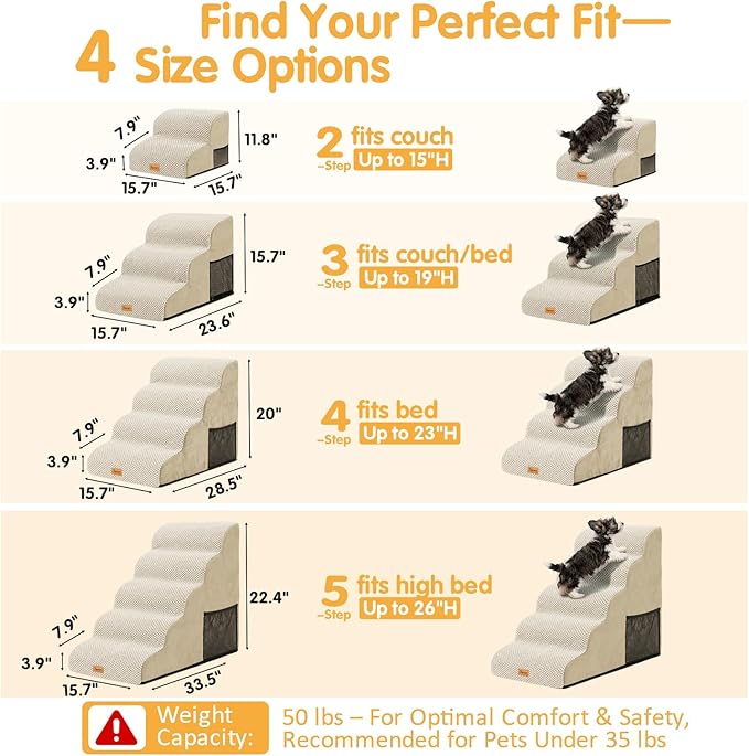 Topmart High Density Foam Pet Steps 2 Tiers,11.8" High,Non-Slip Dog Stairs,Soft Foam Dog Ramp Ladder,Best for Injured,Older Cats,Pets with Joint Pain,Suitable for Low Sofas,Stairs,Lower Place