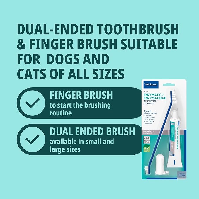 C.E.T. Oral Hygiene Kit for Dogs, Poultry flavor Toothpaste with Toothbrush | Dog toothbrush and toothpaste kit, dog dental kit poultry flavor, pet toothbrushing kit, includes fingerbrush
