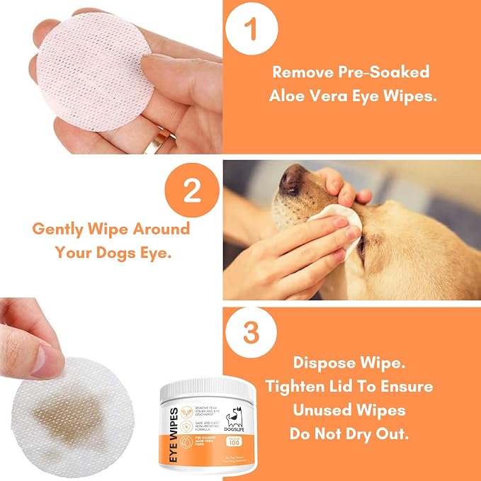 Dog Eye Wipes, Pack of 100