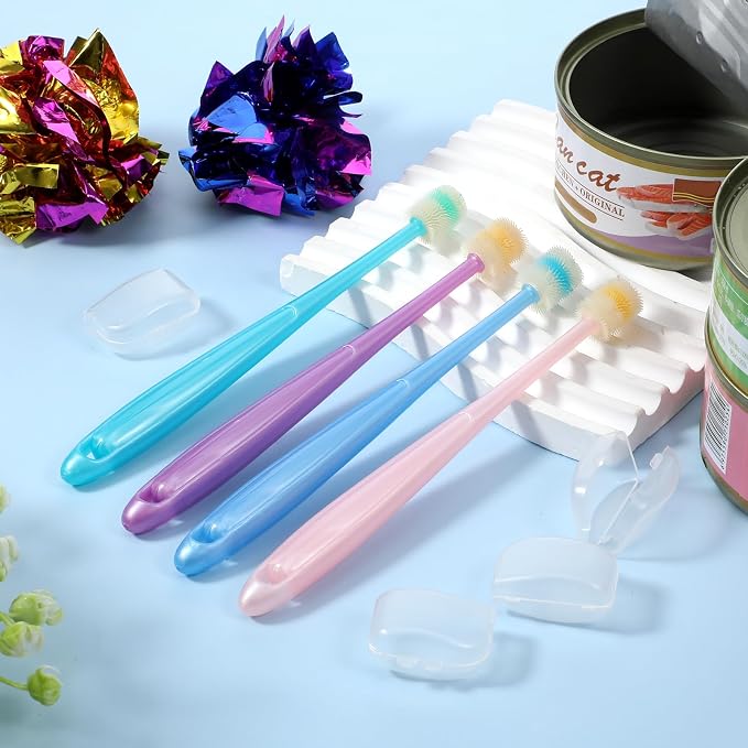 EupHHonycs 4 Pcs 360-Degree Small Dog and Cat Soft Toothbrush Pet Toothbrush for Small Dog and Cat Puppy
