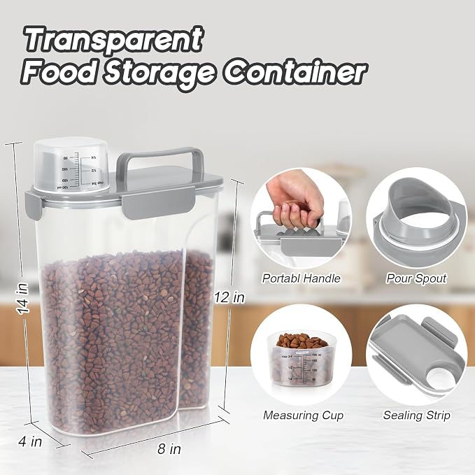 Dog Food Storage Container, Large, Light gray