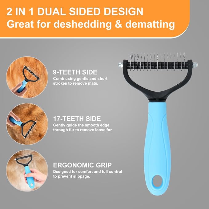 Cat & Dog Grooming Gloves for Shedding Brushes 1 Pair and Pet Grooming Rake, 1-Pack