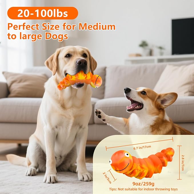 Indestructible Dog Toys for Aggressive Chewers, Tough Toy | Chew Toys for Large and Medium Dogs, Squeaky Rubber & Beef-Flavored Nylon, Dental Care, Boredom & Anxiety Relief