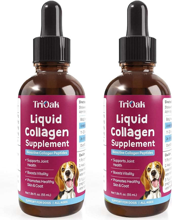 Liquid Collagen Drops for Dogs with Grass-Fed Bioactive Collagen Peptides - 4-in-1 Hip & Joint, Skin & Coat, Itch Relief Support with Vitamin C, Biotin & Hyaluronic Acid - for Dogs Ages
