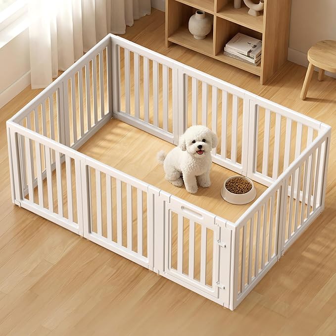 Dog Playpen, Clear Dog Pen, Dog Pen Indoor, Easy to Install and Remove Dog Play Pen, Puppy Playpen Suitable for Dogs, Cats,Dog Playpen Indoor (White, 30.3 inch Height, 10 Panels)