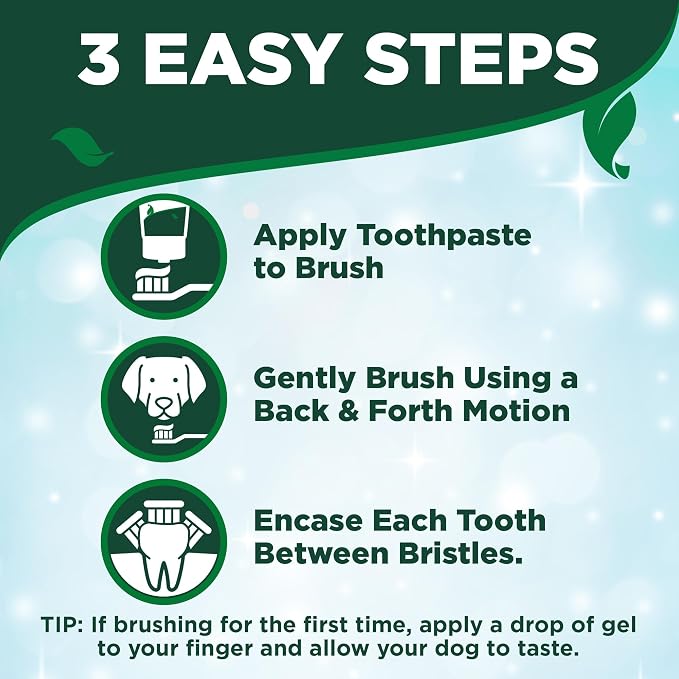 Vet's Best Dog Toothpaste & Toothbrush Dental Care Kit, With Brush 3.5 oz | Enzymatic Toothpaste for Dogs, Toothbrush & Finger Brush Included, Helps Remove Plaque & Freshen Dog Breath, Vet Formulated