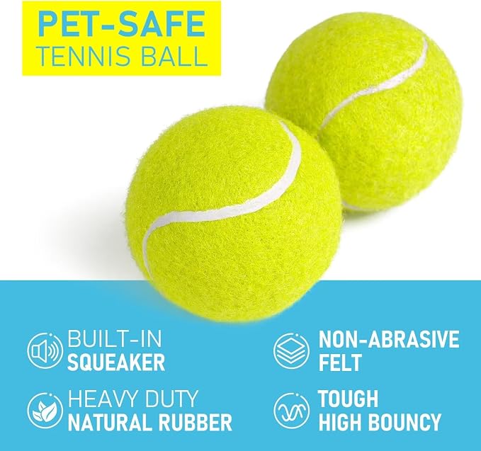 Prime Pets Tennis Balls for Dogs 3 Pack 2.5”, Durable Non-Squeaky Dog Balls with High Bounce, Interactive Fetch and Training Dog Toys for Outdoor Play, Ideal for Small and Medium Breeds