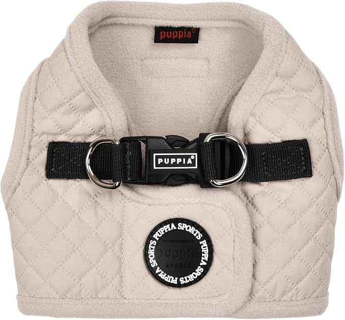Puppia Irvin Vest Dog Harness Step-in Warm Winter Diamond Pattern for Small and Medium Dog, Cream, Large