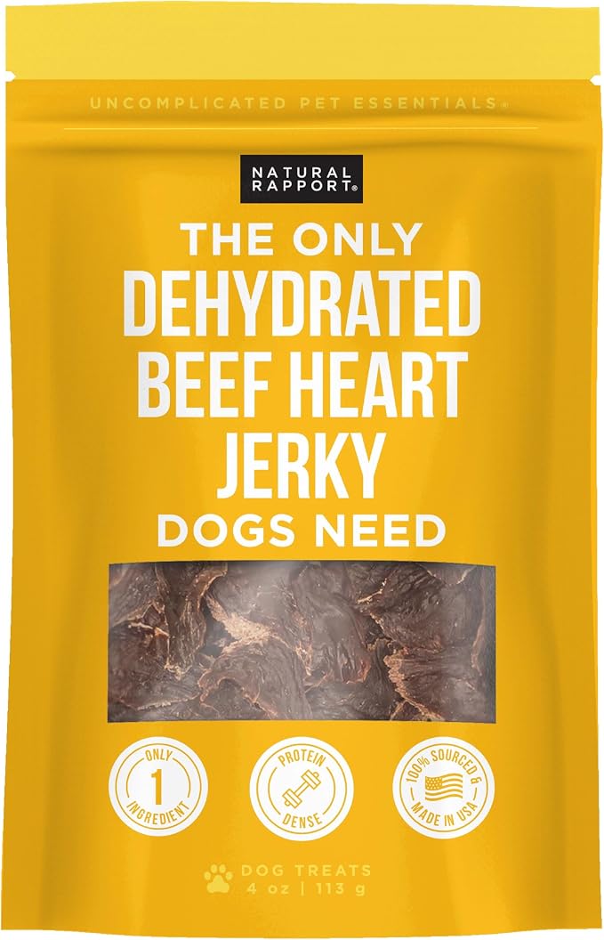 Natural Rapport Beef Heart Jerky, Single Ingredient, High Protein, 4 oz