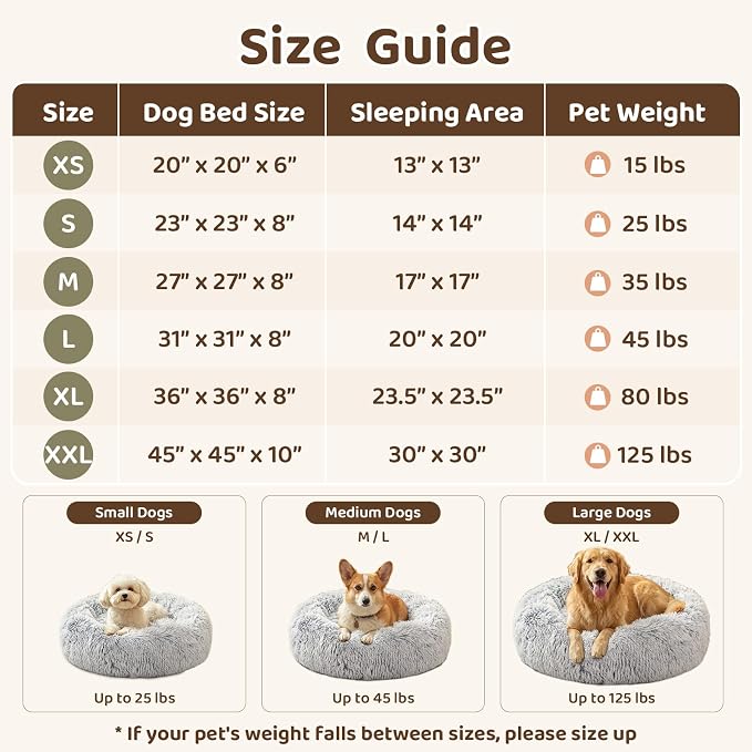 JOLLYVOGUE 20" Calming Donut Dog & Cat Bed