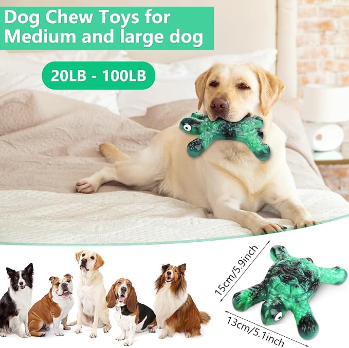 Letsmeet Tough Indestructible Dog Chew Toys for Aggressive Chewers to Keep Them Busy - Heavy Duty Nylon with Treat Groove for Medium & Large Breeds
