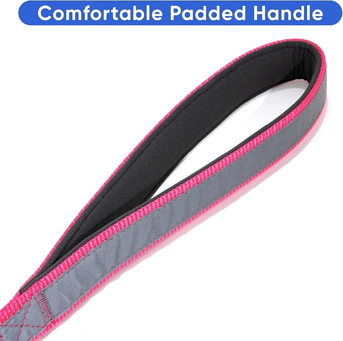 Pawtitas Double Handle Dog Leash Heavy Duty for Training No Pull Leashes Ideal for Medium and Large Dogs | Great for Walking, Running & Training Dog Leash - Medium/Large - Pink