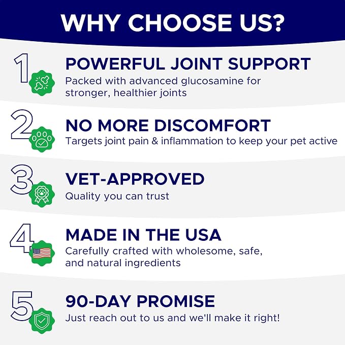 Glucosamine for Dogs Hip & Joint Supplement - Chondroitin, Omega-3, MSM - Joint Health & Pain Relief - Senior & Large Dogs - Made in USA - 180Ct