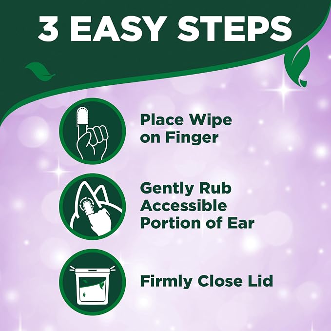Vet's Best Ear Relief Finger Wipes, 50 Disposable Wipes