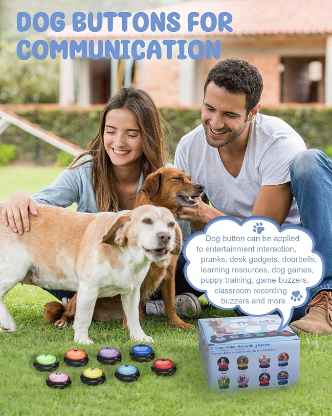 Dog Buttons for Communication, 8 Pcs Talking Set, with Anti-Slip Mat