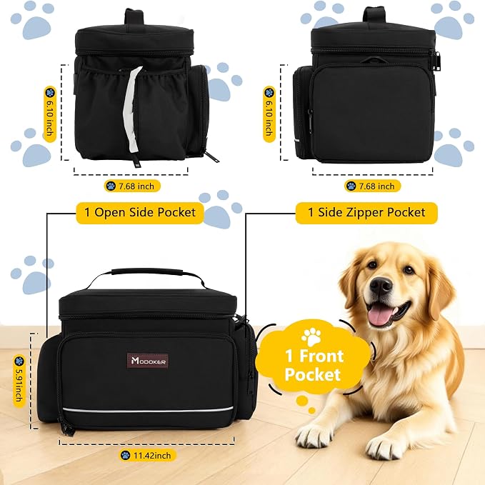 Modoker Dog Travel Bag Airline Approved, 2 Bowls, 2 Food Containers & Feeding Mat