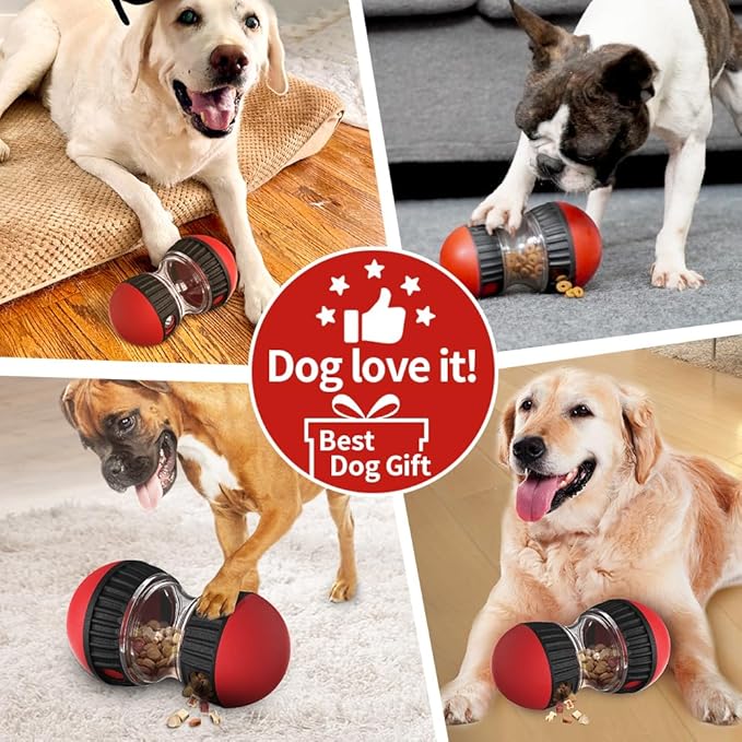 Mankoda Dog Puzzle Toys, Rolling Treat Dispensing Ball, Brain Stimulation & Slow Feeder, Dog Enrichment Toys to Keep Them Busy (2PCS: Red+Green)