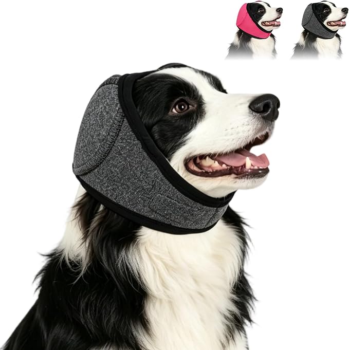 Noise Cancelling Ear Wrap, Dog No Shake Ear Wraps, Comfortable Quiet Dogs Calming Hoodie, Adjustable, Effectively isolates Noise from Fireworks, Thunder, and Vacuum Cleaners (Gray, S)