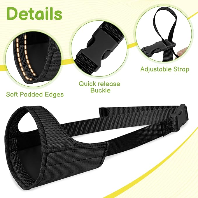 Fabric Short Snout Dog Muzzle for Small Dogs Anti Fierce Biting | Fits Chihuahua Shih Tzu Pomeranian Yorkshire Brachycephalic Dogs, Grooming Vet Visits Use, Allow to Drink, Soft | Black, XXS