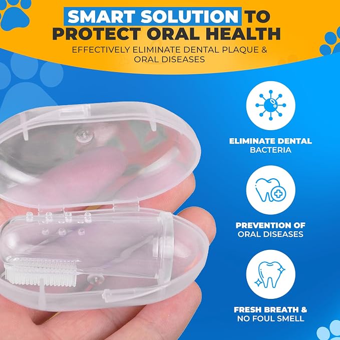 Dog Toothbrush Kit with Travel Cases – 4 Silicone Finger Toothbrushes for Dogs & Cats – Pet Dental Care, Dog Teeth Cleaning, Plaque & Tartar Control, Fresh Breath – Free QR Dental Guide Included