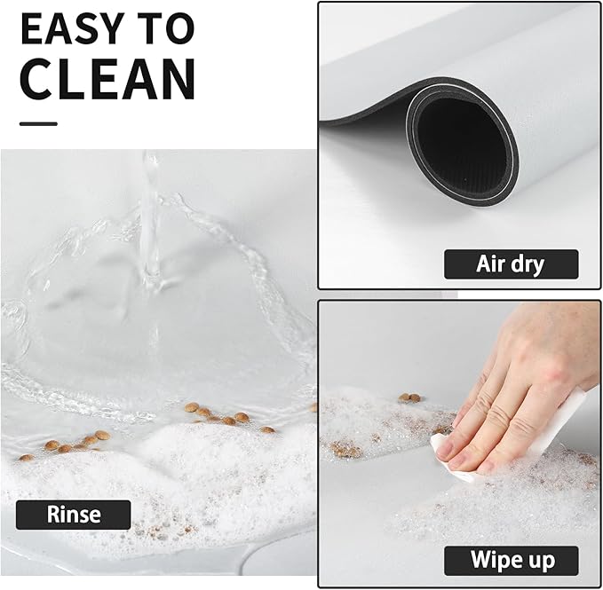 HotLive Dog Food Mat - Absorbent Cat Mat for Food and Water, No Stains Pet Feeding Bowl Mat, Easy to Clean Pet Placemats, Quick Dry Dog Water Dispenser Mat for Messy Drinkers | Paw Light Grey 16"x 24"