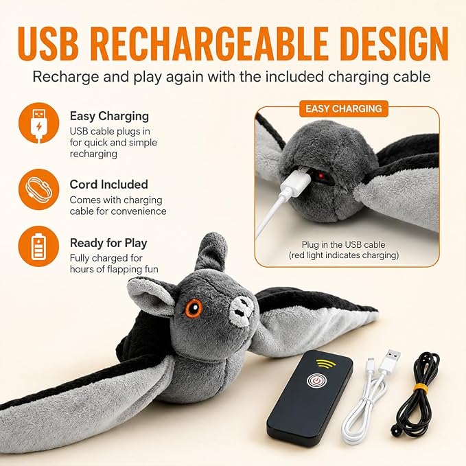 Flying Bat Dog Toy, 2026 New Interactive Flying Bat Toy for Dogs with Flapping Wings, Realistic Flight Motion and Chirping Sound, Indoor Chase Toy for Exercise, Play and Boredom Relief (Owl)