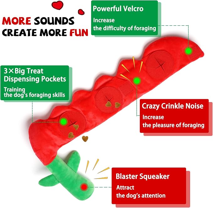 lilfrd Rose Valentines Day Dog Toy, Squeaky Crinkle Puzzle Gift for Dogs | Valentine Gift, Interactive Play, Suitable for Small Medium Large Dogs, Birthday Gift