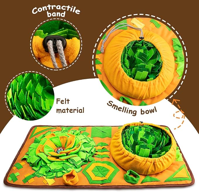 AWOOF Large Dog Snuffle Mat, Interactive Feeding Mat, 34.6 in x 19.6 in, Squeaker and Crinkle Paper, Non-Slip, Easy to Clean | 34in x 19in, Squeaker and Crinkle Paper, Non-Slip, Washable,Sparks natural foraging,Eases anxiety for Small/Medium/Large Pets