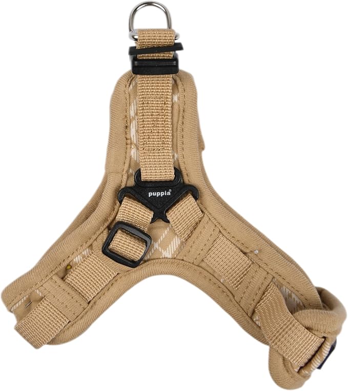 Puppia Corwin Dog Harness X Fashionable Checkered Pattern Spring Summer Harness for Small and Medium Dogs, Beige, X-Large