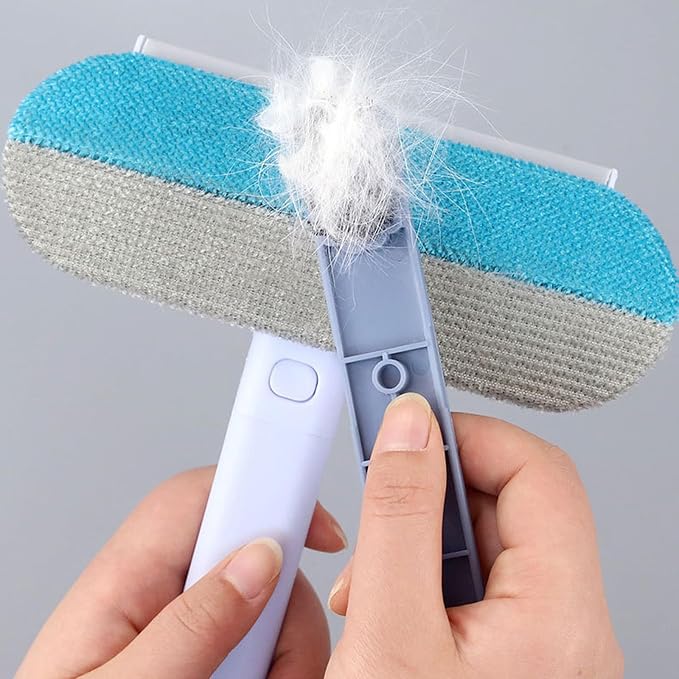 Pet Hair Removal Tool, Dog and Cat Hair Remover for Couch Carpet Furniture, 4 in 1 Multifunctional Pet Hairs Removal Broom, Cleaning Brush for Window Tile, Reusable Washable (Blue)