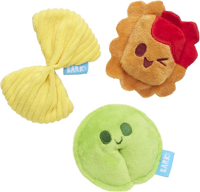 BarkBox Ravioli Homies Dog Toy - Toy for Extra Small to Small Dogs | Three-Piece Plush Pasta Set with Three Squeakers and Crinkle