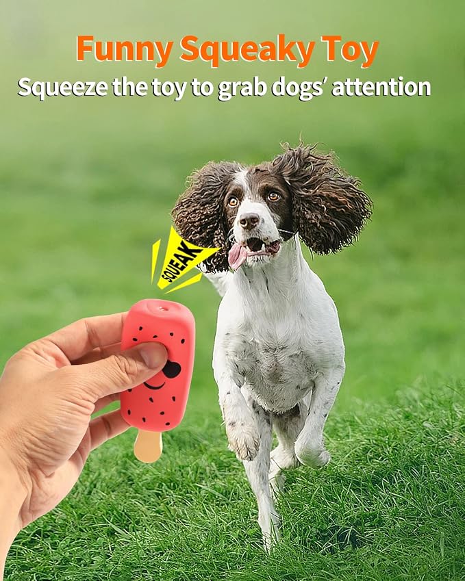 SCHITEC Squeaky Puppy Toys, 4 Pack Latex Toy for Small Dogs Puppies | Mini Size, Ice Cream Shape, Soft Material, Built-in Squeaker, Lightweight Design