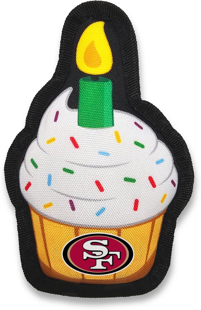 NFL SAN Francisco 49ERS Dog Birthday Party Set 10pcs with 1 Football Bandana Large/X-Large, 1 Crown Hat, 1 Banner, 1 Birthday Cake Toy & 6 B-Day Balloons, Dog Birthday Set, Costume, Fun Doggie Pawty