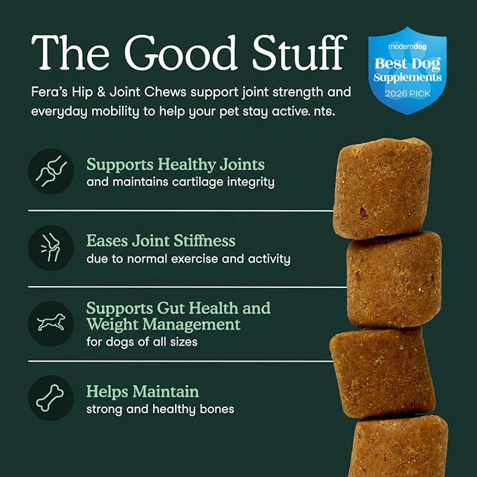 Fera Pets Hip & Joint Supplement for Dogs with Glucosamine, 90 Soft Chews