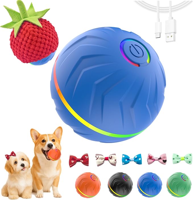 2026 T01 Interactive Dog Ball, Automatic Moving and Bouncing Dog Toy | USB Rechargeable Dog Ball That Moves on Its Own, Interactive Dog Toys for Small, Medium and Large Dogs, Indoor Outdoor Play