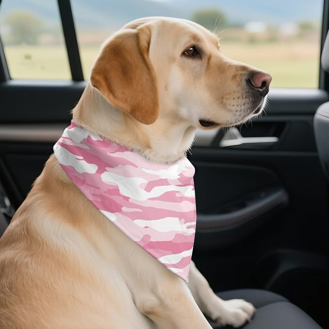 Jeiento Pink Camo Bandanas for Dogs Bandana Washable Puppy Bandana Triangle Dog Bibs Pet, Small, Medium, Large, Small, Pink