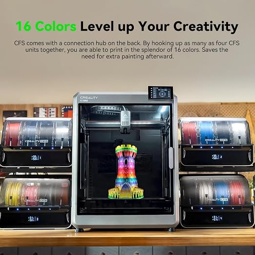 Creality Official CFS Multicolor 3D Printer Automatically Filament System, Moisture-Proof Filament Storage, Supports 4 Parallel Devices for 16 Color Printing, for K2 Plus 3D Printer