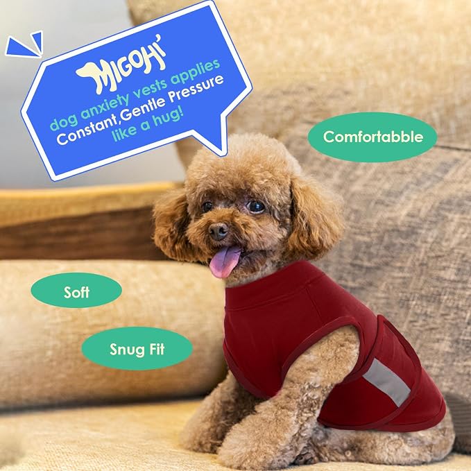 MIGOHI Dog Anxiety Relief Coat, Large, Large, Red