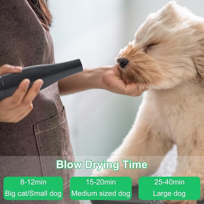 Worparsen Dog Dryer for Pet Grooming,Multiple Low Noise Speed Temperature Adjustable Dog Blower Grooming Dryer for Large Dogs,High Velocity Pet Blow Dryer Power Ergonomic Handle Black