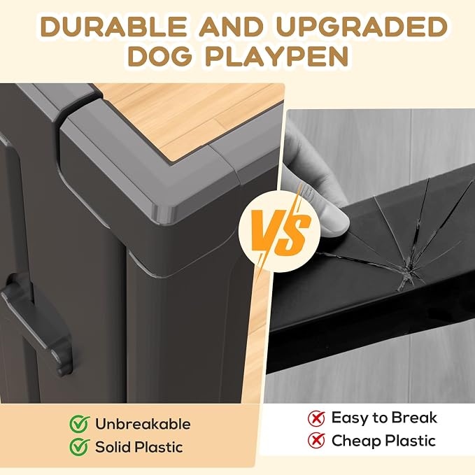 Dog Playpen, Clear Dog Pen, Dog Pen Indoor, Easy to Install and Remove Dog Play Pen, Puppy Playpen Suitable for Dogs, Cats,Dog Playpen Indoor (Black, 30.3 inch Height, 10 Panels)