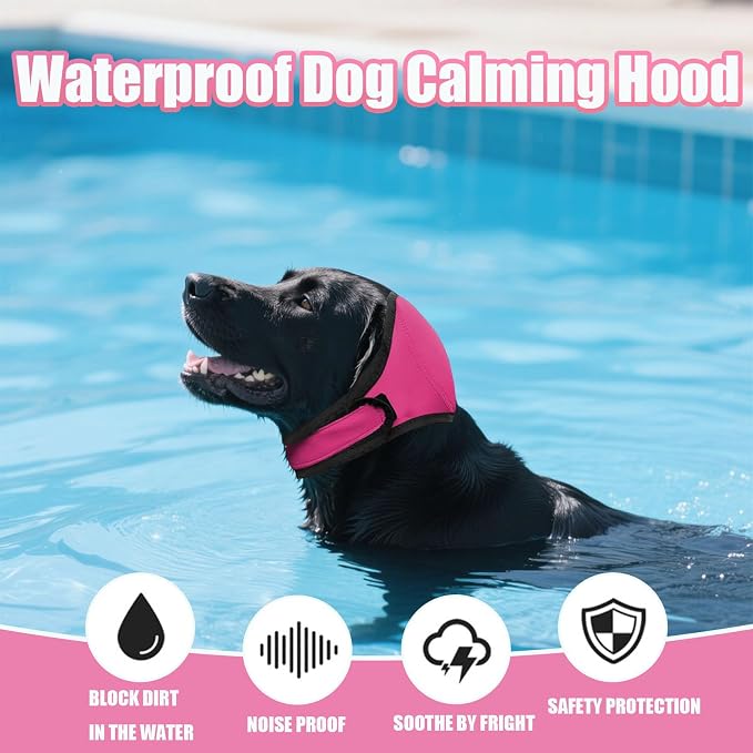 Dog Ear Muffs Noise Protection, Dog Ear Covers for Bath, Dog Quiet Ear Wrap, Waterproof Dog Calming Hoodie for Hematoma, Bathing, Drying, Swim& Noise Anxiety Relief