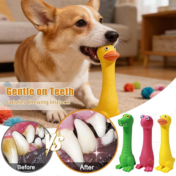 SCHITEC Latex Squeaky Dog Toys, Animal Toy Set for Small Puppies & Medium Breed Dogs, Interactive Puppy Play for Boredom Relief