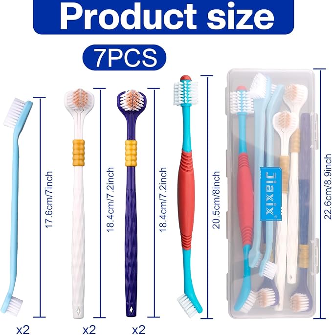 9 Pcs Dog Toothbrush Set, Three Sided Pet Toothbrush Brush,360º Pet Toothbrush Soft Nano Bristles Tooth Brush for Cat Dog Puppy Kitten Dental Care