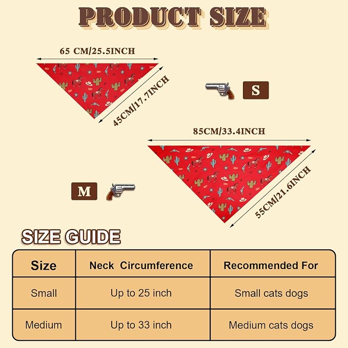 HOWWFALY Pet Cowboy Costume Set Dog Halloween Costumes Cat Cowboy Hat & Bandana Scarf, Small, Small, Red