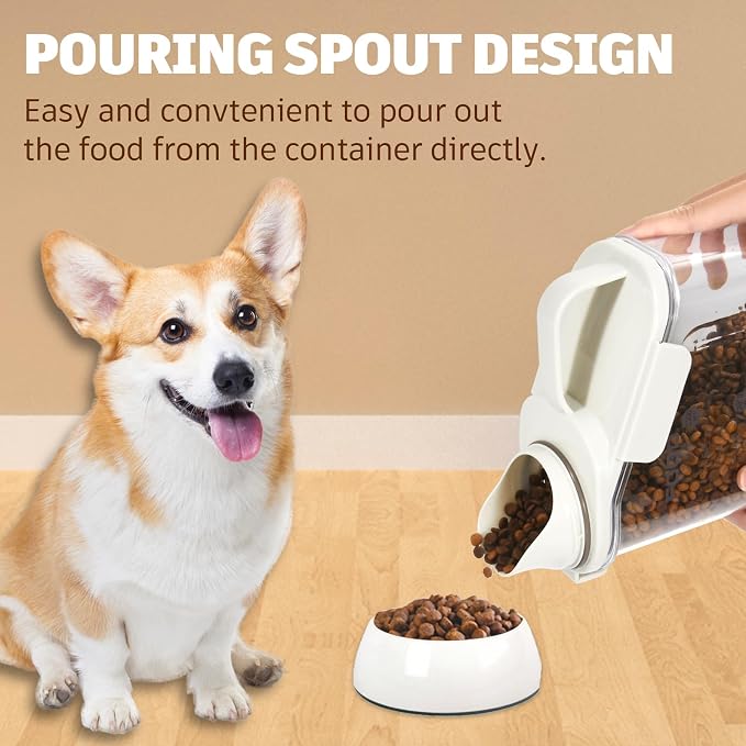 Pet Food Storage Container with Large Pour Spout, White